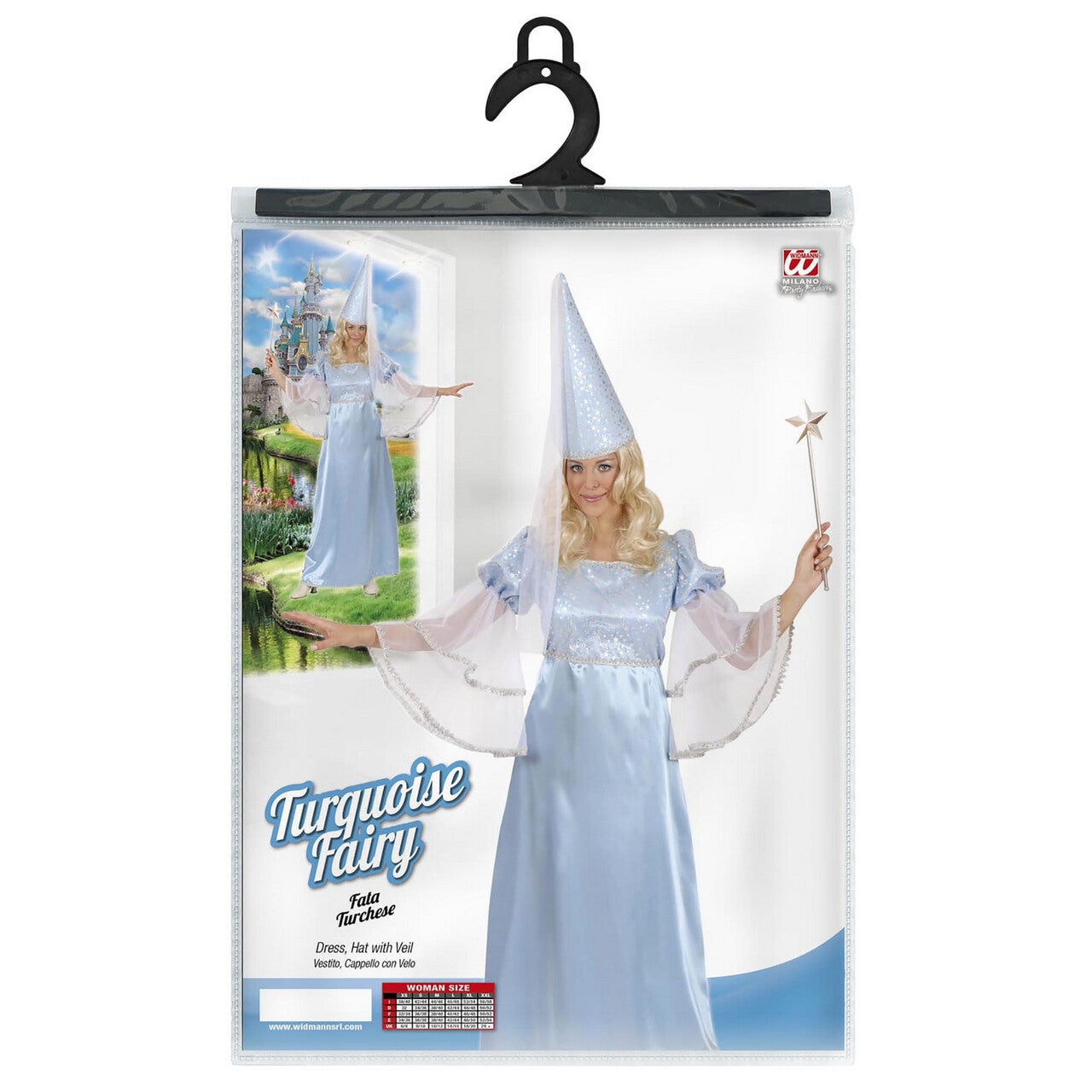 Op deze afbeelding zie je een Kostuums, van het merk Widmann. Prinses Fee, Lichtblauw Kostuum Vrouw