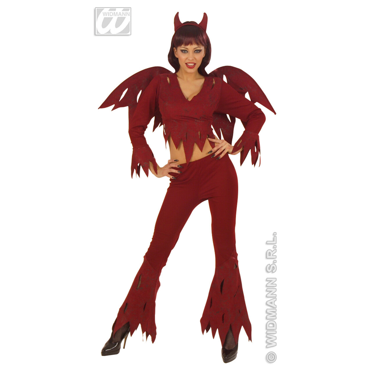 Op deze afbeelding zie je een Kostuums, van het merk Widmann. Woeste Duivel Horror Wings Kostuum Vrouw