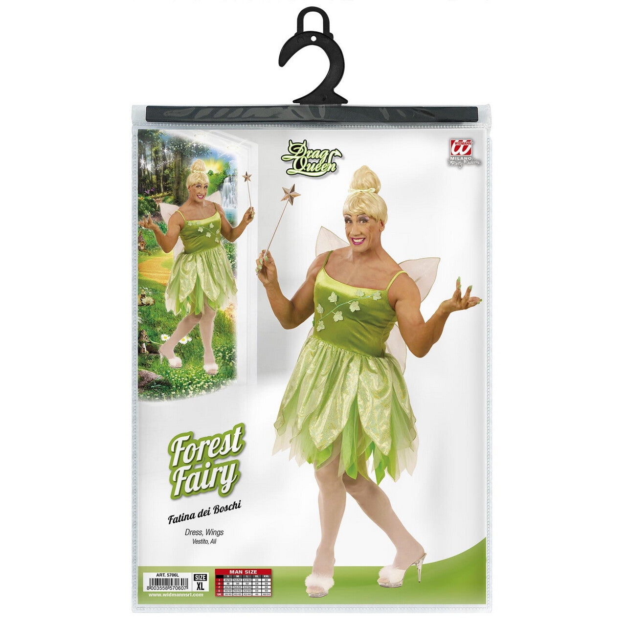 Op deze afbeelding zie je een Kostuums, van het merk Widmann. Mannelijke Bosfee Gay Fairy XL Kostuum