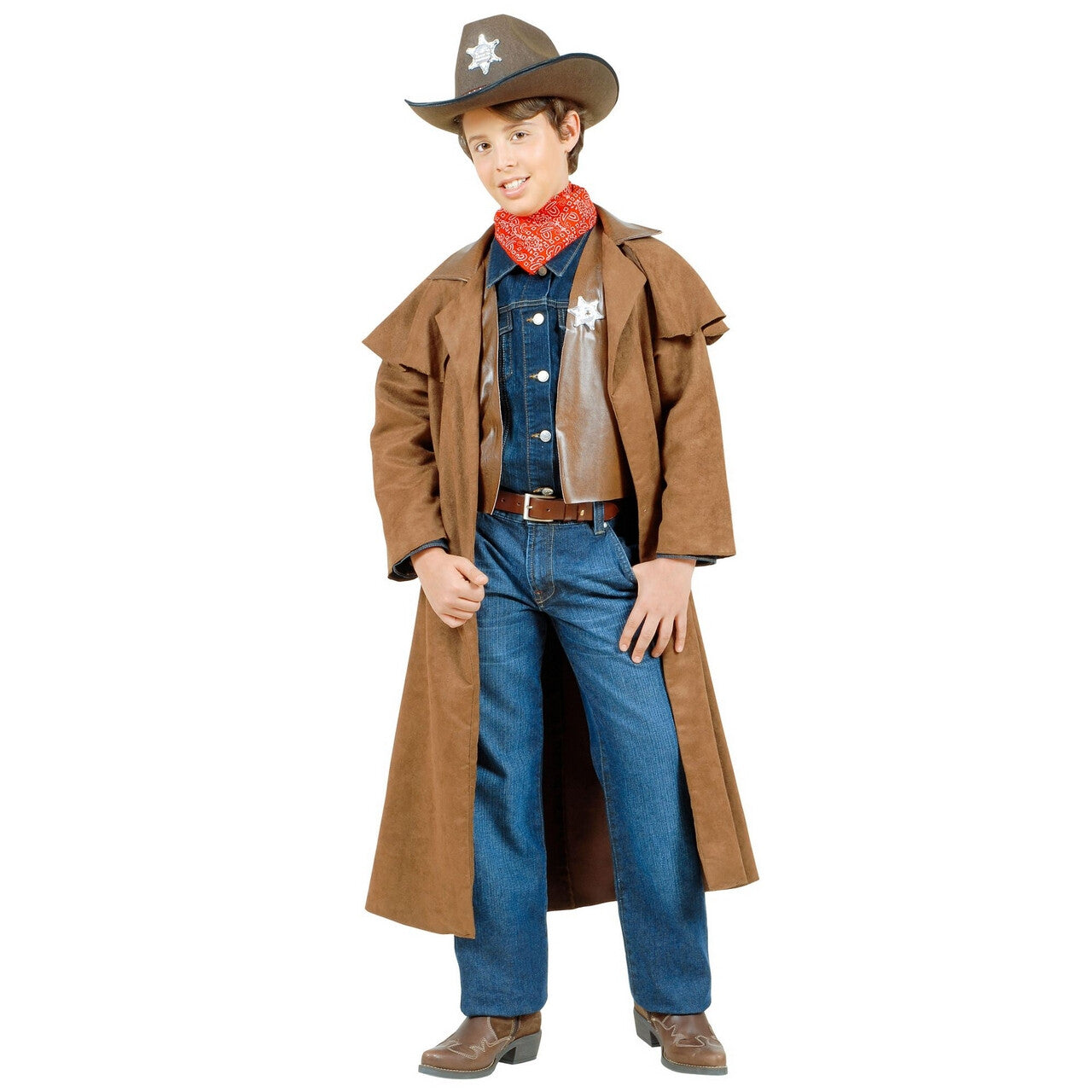Op deze afbeelding zie je een Kostuums, van het merk Widmann. Cowboy Jongen, Suede Long John Kostuum
