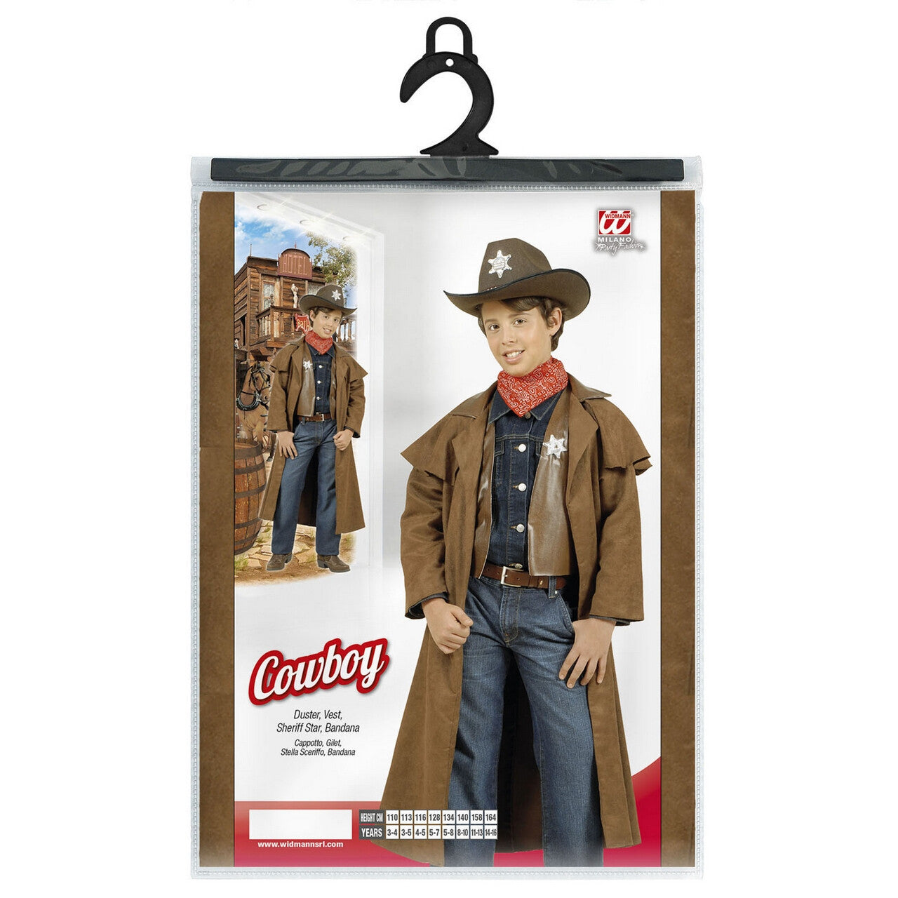 Op deze afbeelding zie je een Kostuums, van het merk Widmann. Cowboy Jongen, Suede Long John Kostuum