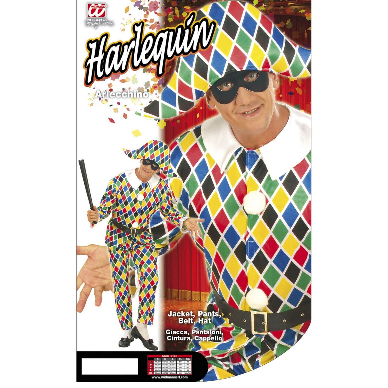 Op deze afbeelding zie je een Kostuums, van het merk Widmann. Kaleidoscoop Harlekijn Luxe Kostuum Man