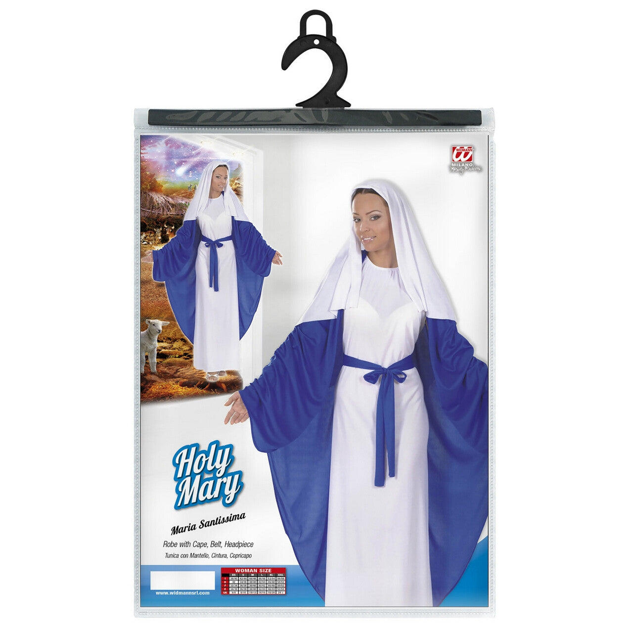 Op deze afbeelding zie je een Kostuums, van het merk Widmann. Heilige Maria Kostuum Vrouw