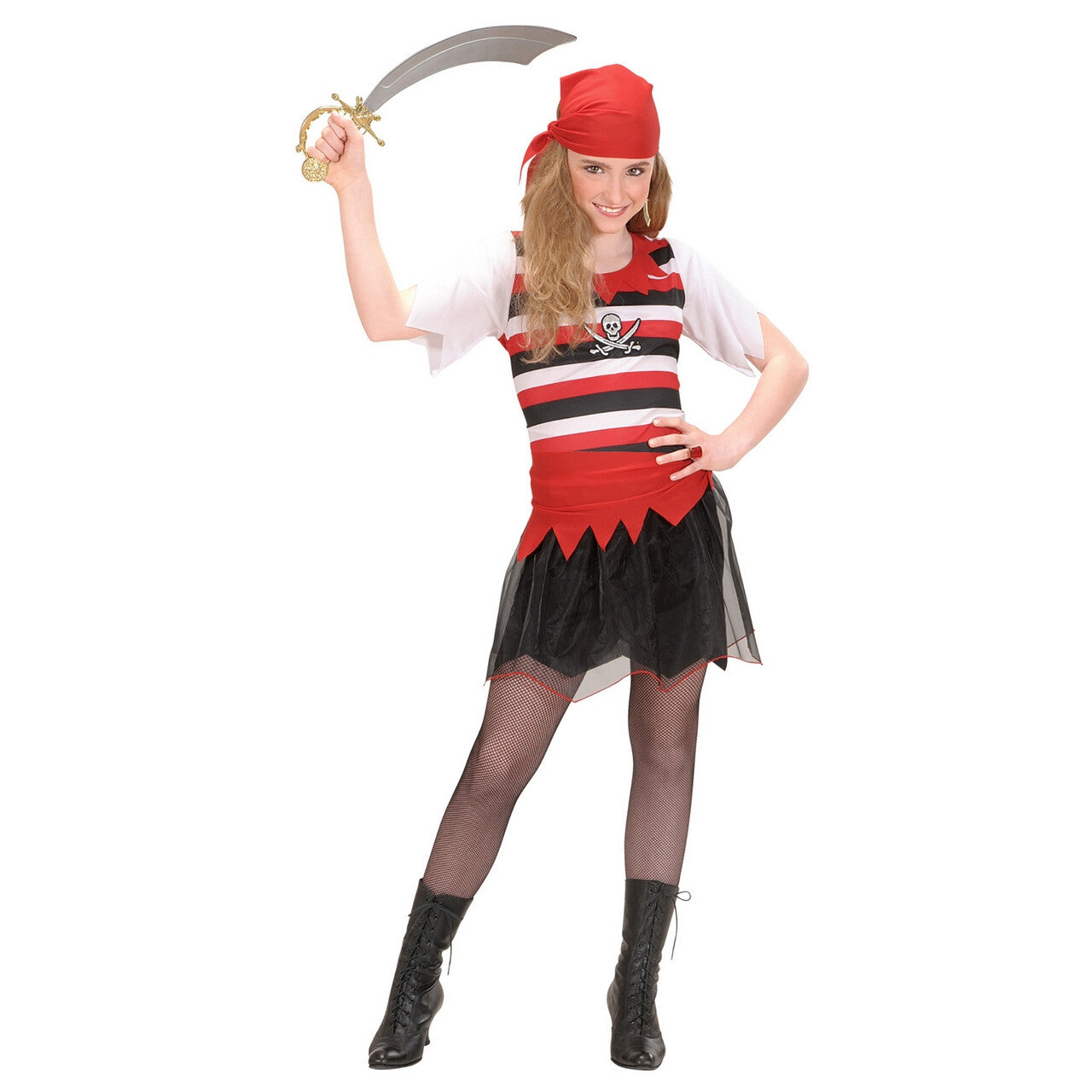 Op deze afbeelding zie je een Kostuums, van het merk Widmann. Piratenmeisje Land In Zicht Kostuum