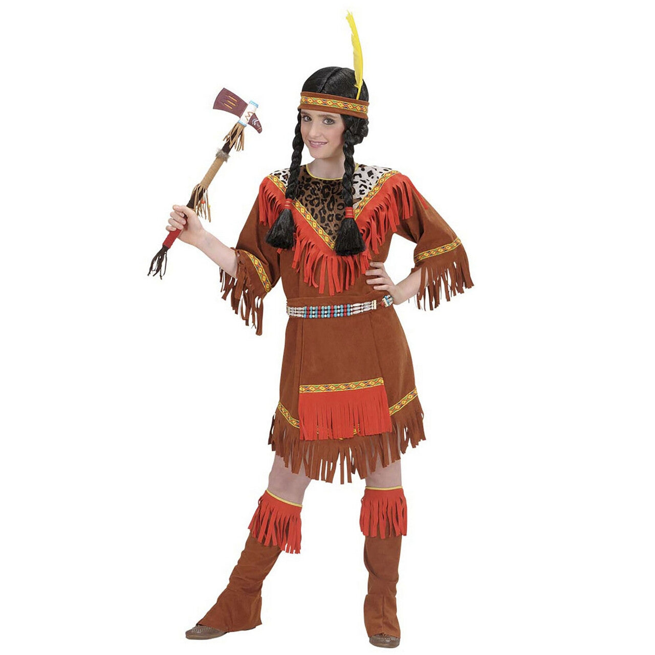 Op deze afbeelding zie je een Kostuums, van het merk Widmann. Savannah Indiaans Meisje Kostuum