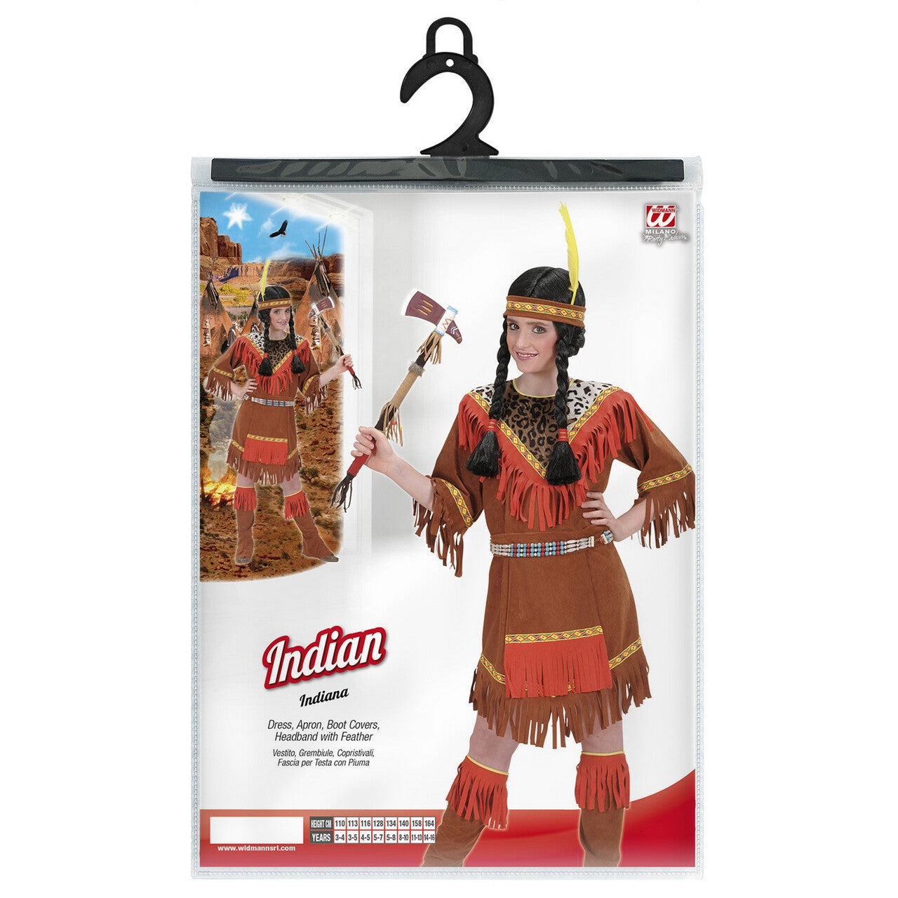 Op deze afbeelding zie je een Kostuums, van het merk Widmann. Savannah Indiaans Meisje Kostuum