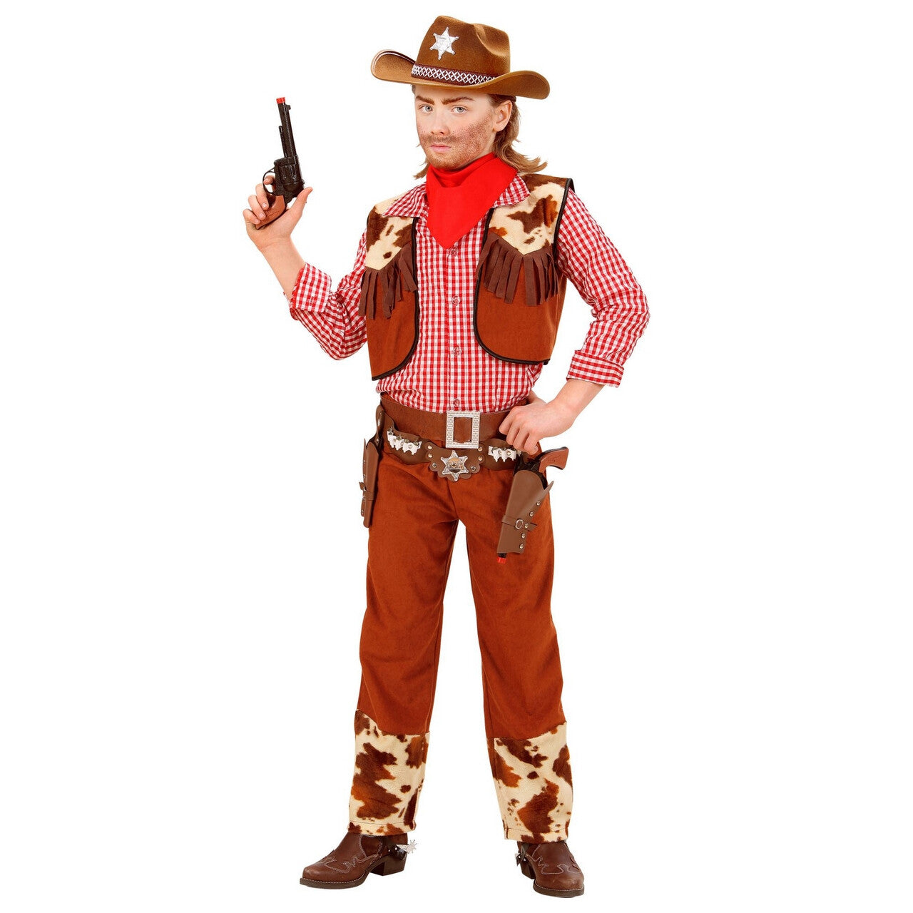 Op deze afbeelding zie je een Kostuums, van het merk Widmann. Rawhide Cowboy Bruin Kind Kostuum Jongen