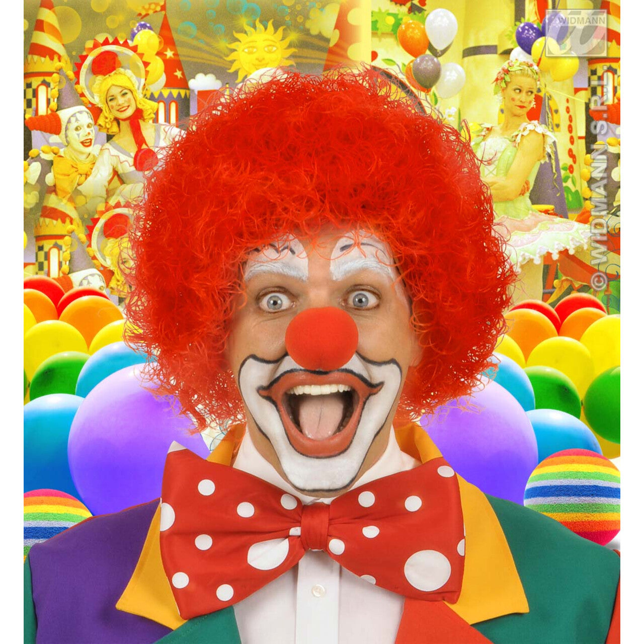 Op deze afbeelding zie je een Accessoires, van het merk Widmann. Pruik, Clown Rood