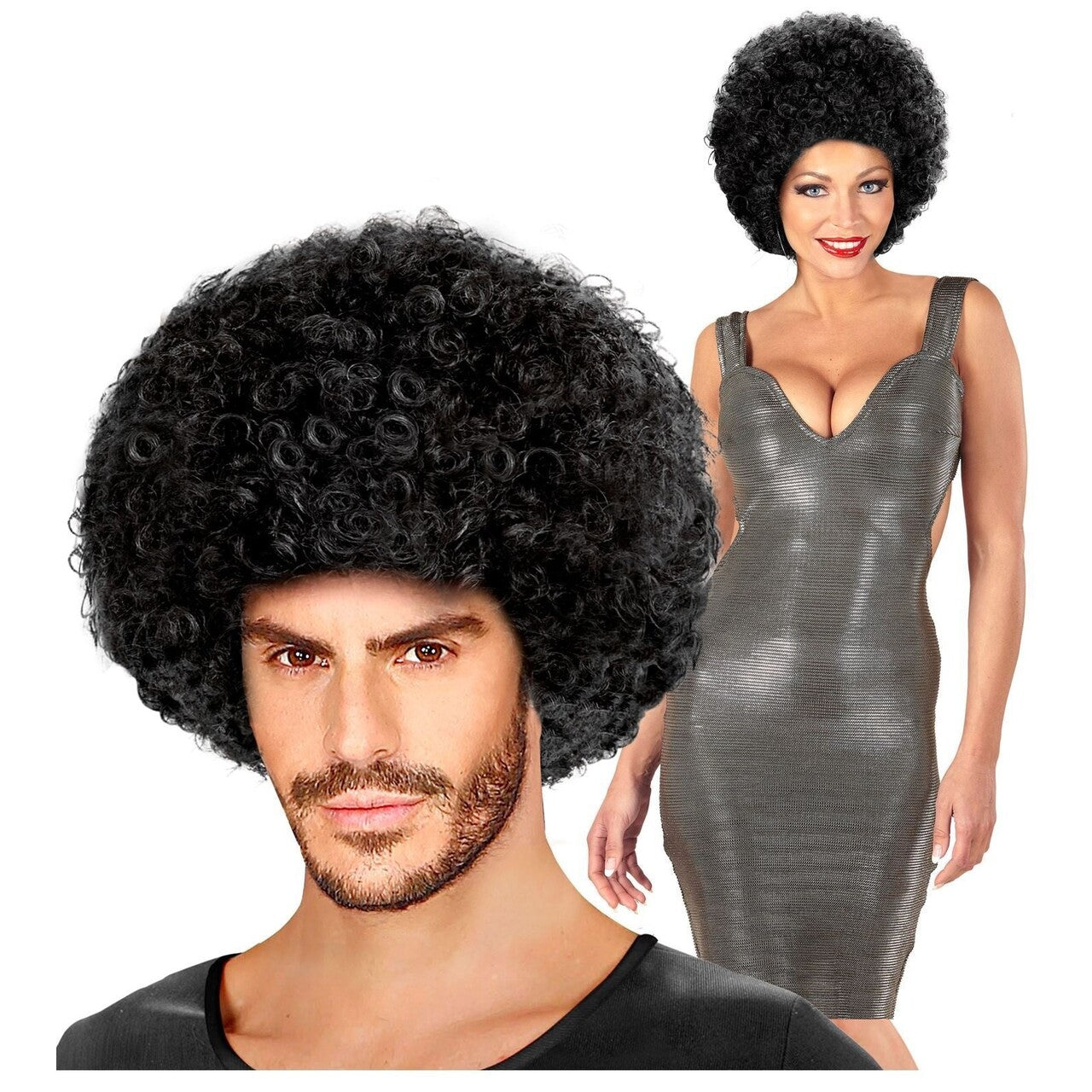 Op deze afbeelding zie je een Accessoires, van het merk Widmann. Afrobeat Disco Pruik