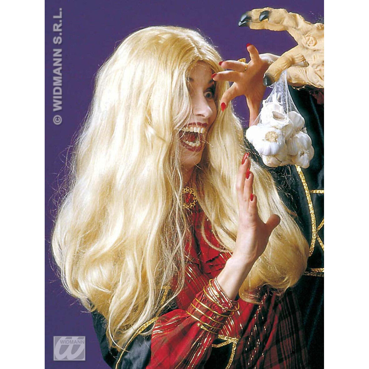 Op deze afbeelding zie je een Accessoires, van het merk Widmann. Pruik, Heks Morgana Blond