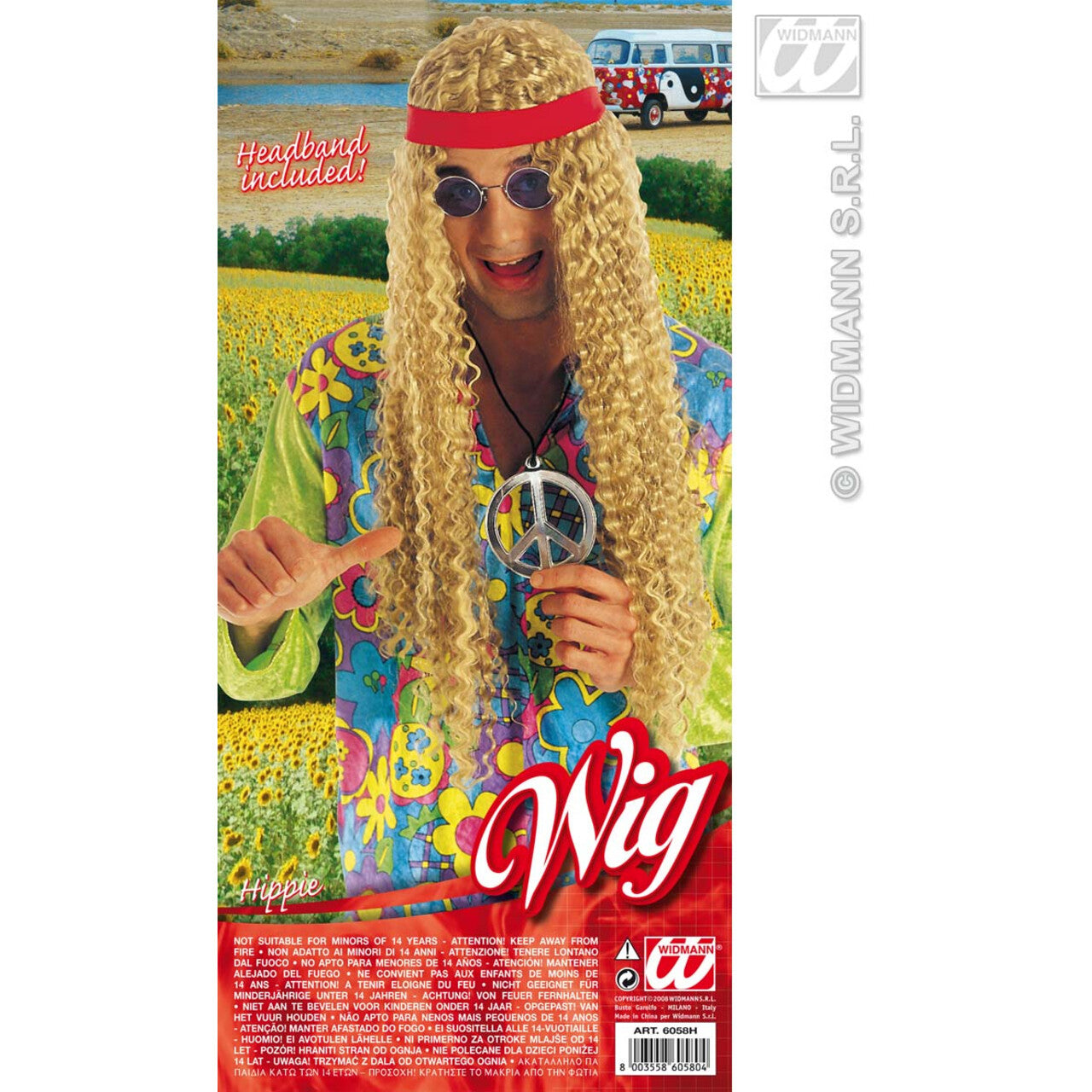Op deze afbeelding zie je een Accessoires, van het merk Widmann. Hippie Pruik Met Hoofdband