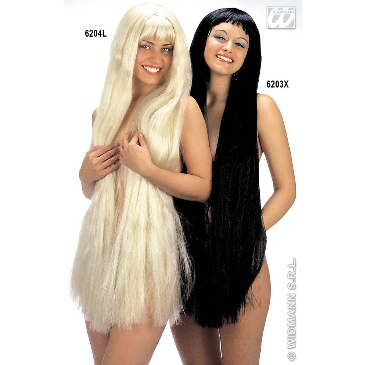 Op deze afbeelding zie je een Accessoires, van het merk Widmann. Pruik, Extra Lang Blond, 100 Centimeter