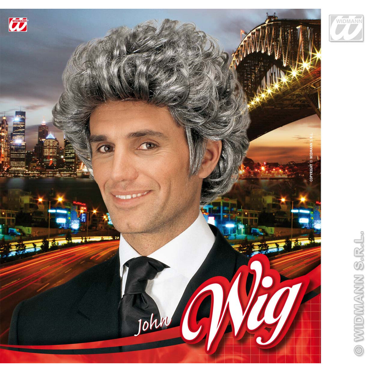Op deze afbeelding zie je een Accessoires, van het merk Widmann. Pruik, John Grijs