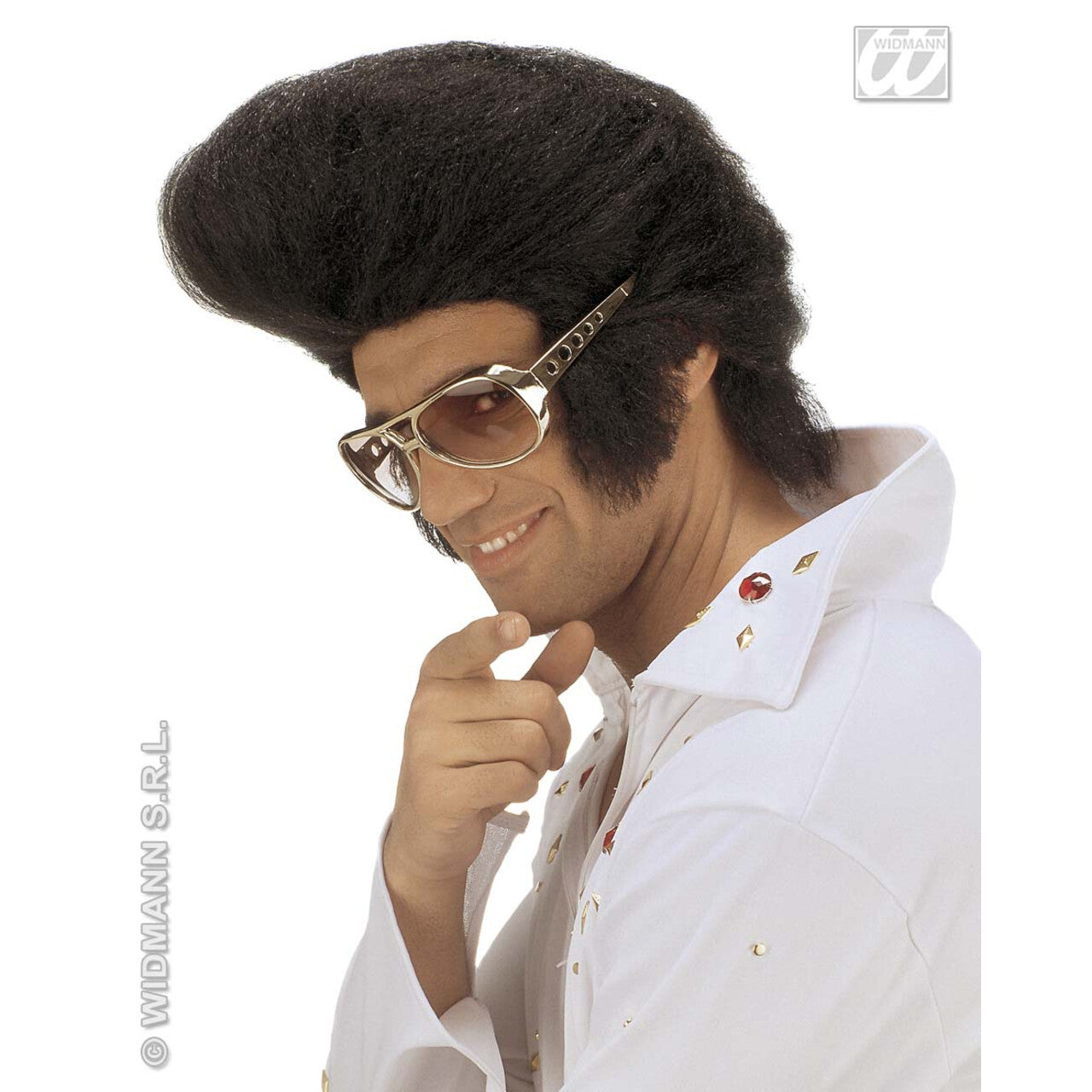 Op deze afbeelding zie je een Accessoires, van het merk Widmann. Pruik, Elvis Jumbo