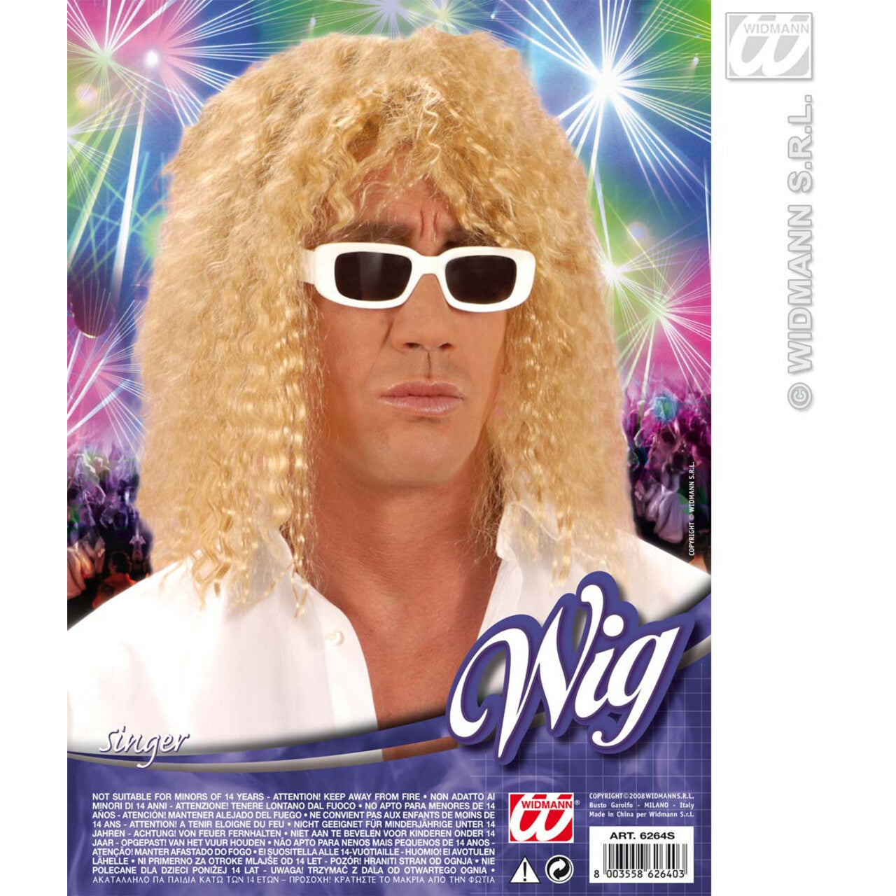 Op deze afbeelding zie je een Accessoires, van het merk Widmann. Pruik, Zanger
