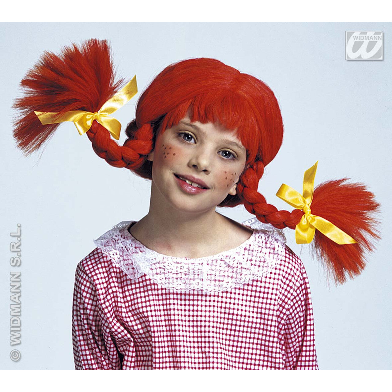 Op deze afbeelding zie je een Accessoires, van het merk Widmann. Pruik, Zweeds Meisje Kind Met Vormbare Staartjes