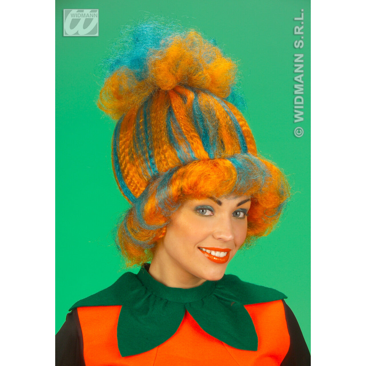 Op deze afbeelding zie je een Decoratie, van het merk Widmann. Pruik, Pompoen