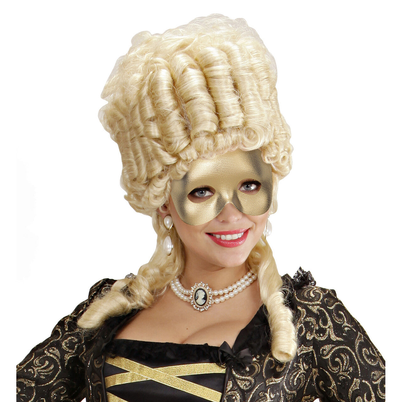 Op deze afbeelding zie je een Accessoires, van het merk Widmann. Klassiek Oogmasker Fantoom, Goud