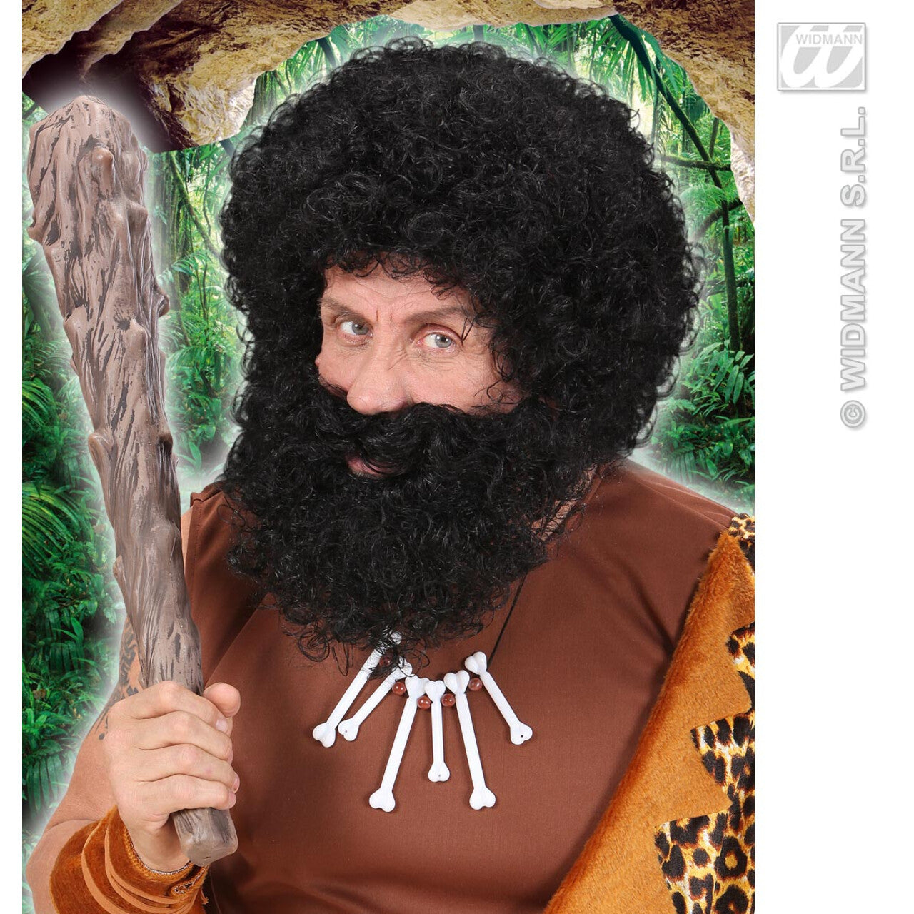 Op deze afbeelding zie je een Accessoires, van het merk Widmann. Pruik, Karakter Met Krullen En Baard, Zwart