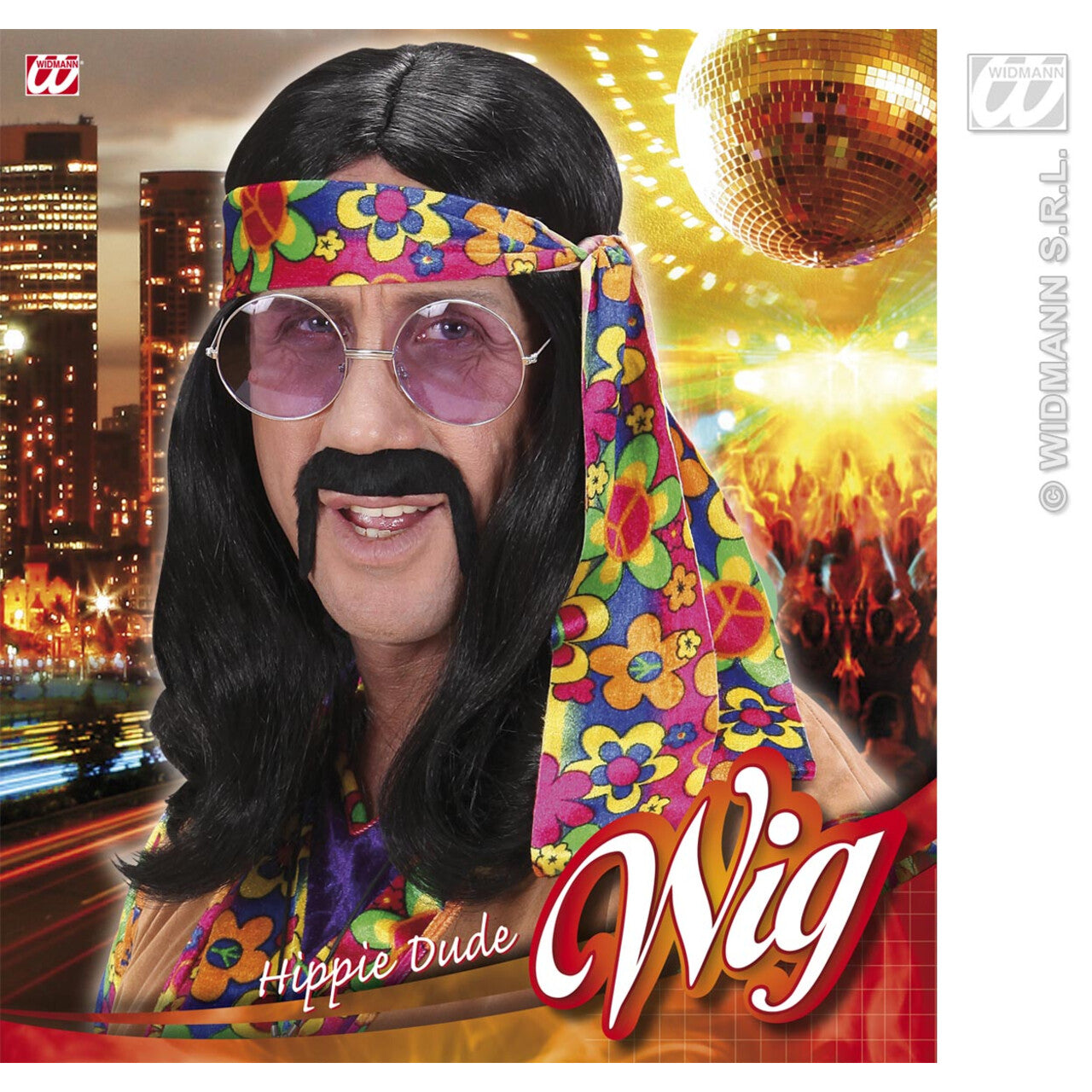 Op deze afbeelding zie je een Accessoires, van het merk Widmann. Pruik Hippie Lennon Zwart