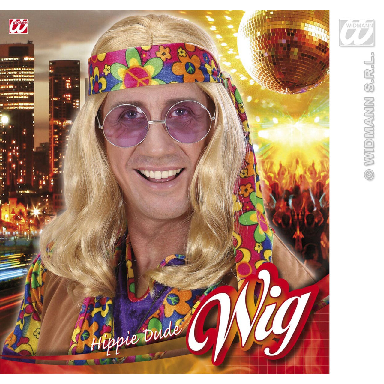 Op deze afbeelding zie je een Accessoires, van het merk Widmann. Pruik Hippie Lennon Blond