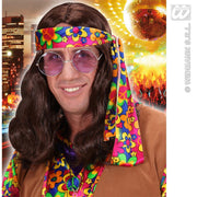 Op deze afbeelding zie je een Accessoires, van het merk Widmann. Pruik Hippie Lennon Bruin