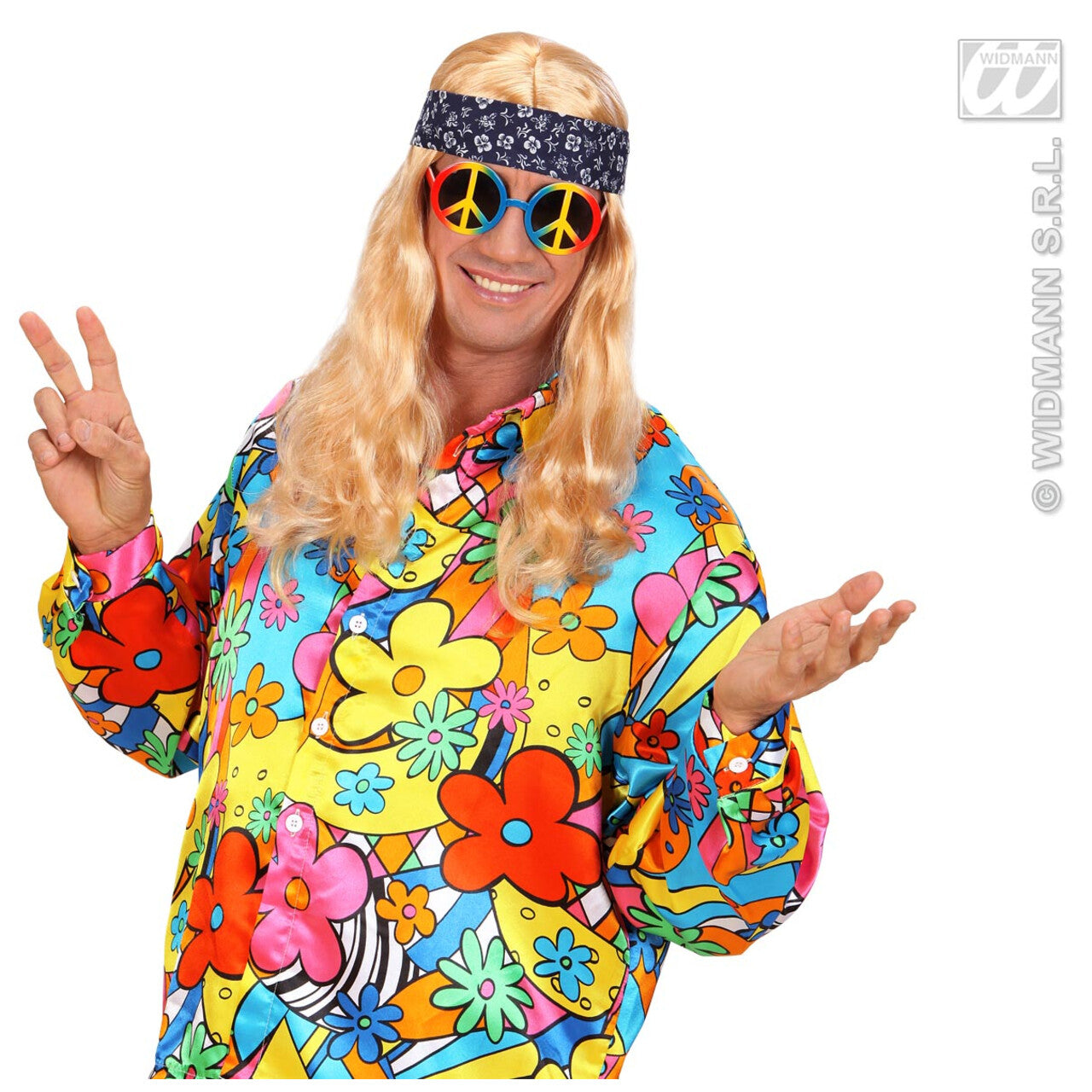 Op deze afbeelding zie je een Accessoires, van het merk Widmann. Bril, Love And Peace Multi Kleuren