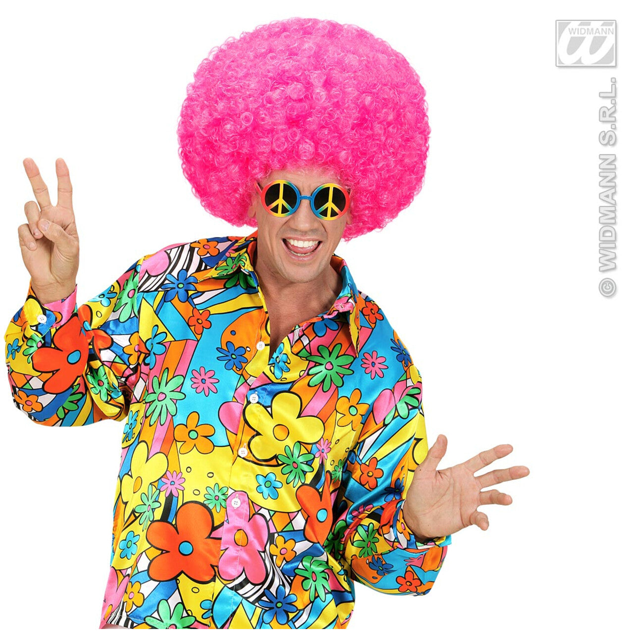 Op deze afbeelding zie je een Accessoires, van het merk Widmann. Bril, Love And Peace Multi Kleuren