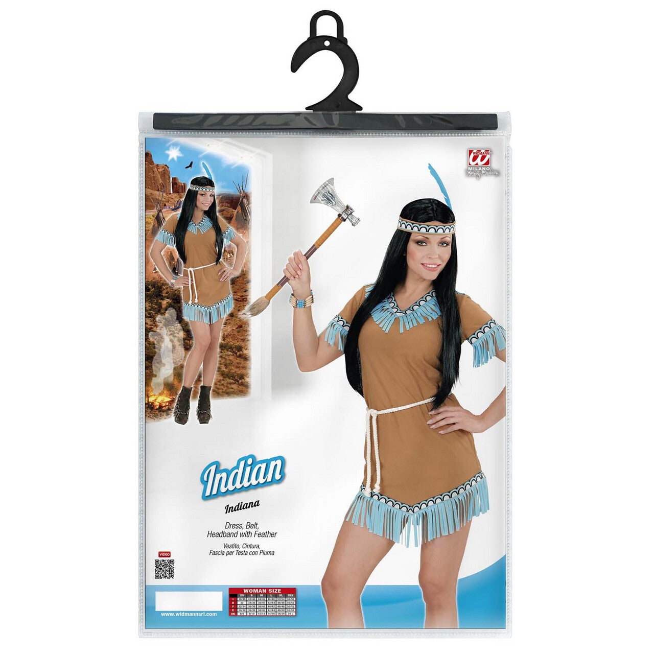 Op deze afbeelding zie je een Kostuums, van het merk Widmann. Chadaka Indiaanse Vrouw Kostuum
