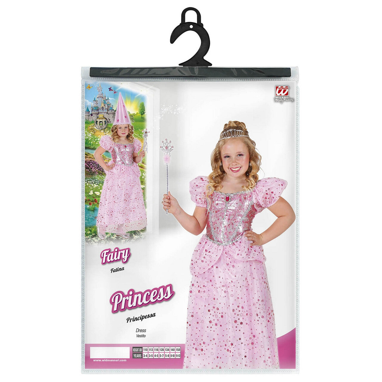 Op deze afbeelding zie je een Kostuums, van het merk Widmann. Prinses-Fee Roze Pink Fairy Kostuum Meisje