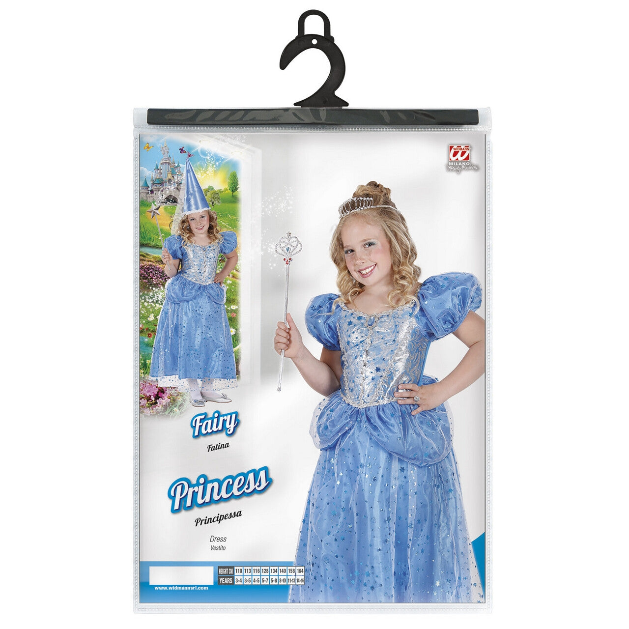 Op deze afbeelding zie je een Kostuums, van het merk Widmann. Prinses-Fee Blauw Blue Fairy Kostuum Meisje