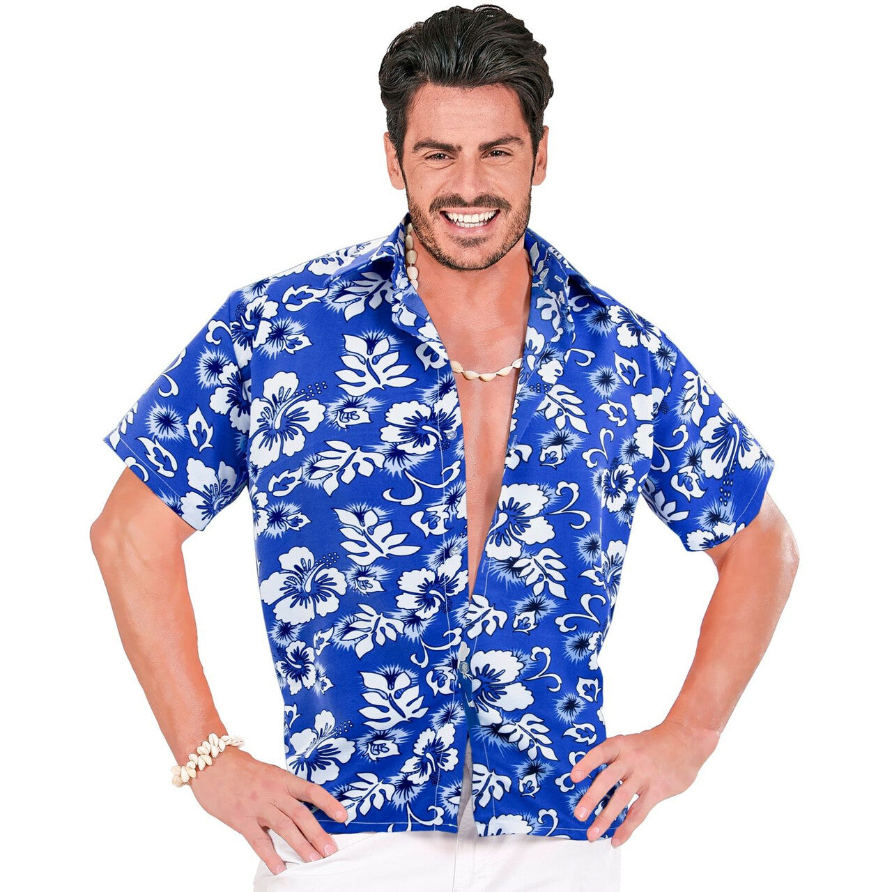 Op deze afbeelding zie je een Kostuums, van het merk Widmann. Hawaii Shirt Blauw Man