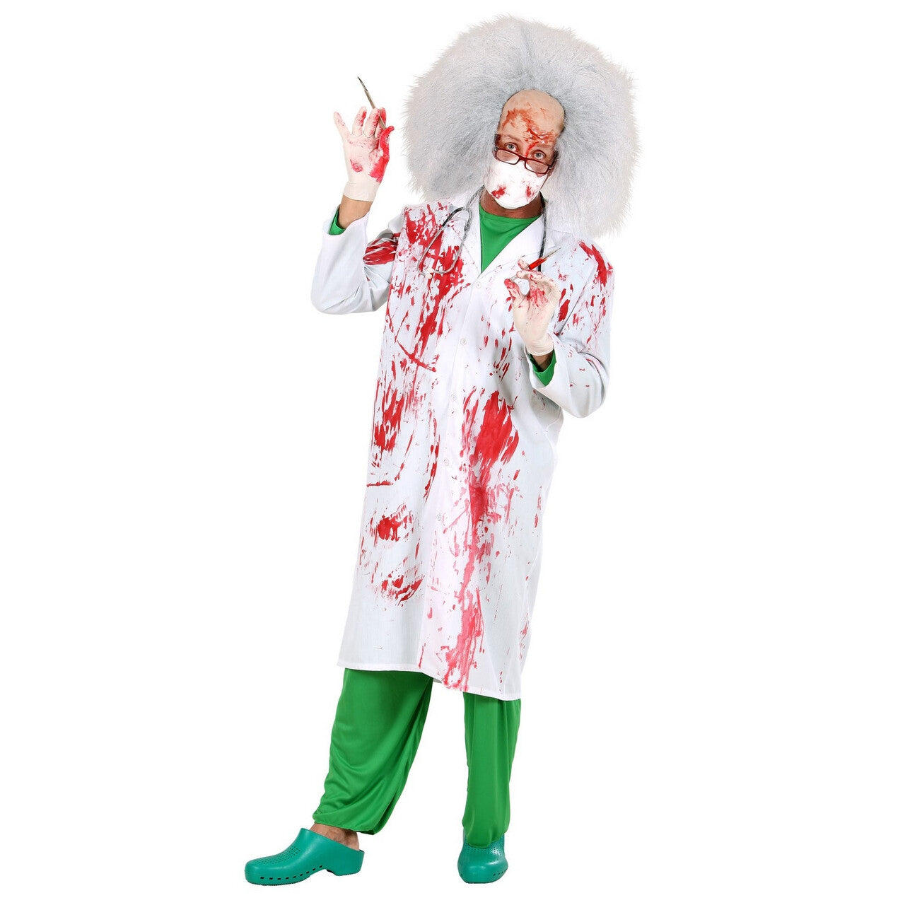 Op deze afbeelding zie je een Kostuums, van het merk Widmann. Bloederige Doktersjas Dr Horror Kostuum Man