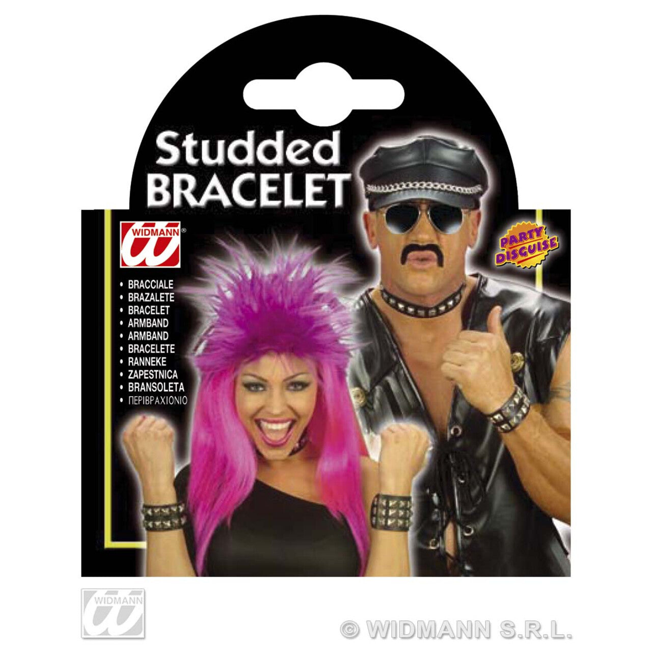 Op deze afbeelding zie je een Accessoires, van het merk Widmann. Armband Met 2 Lagen Spijkers Biker