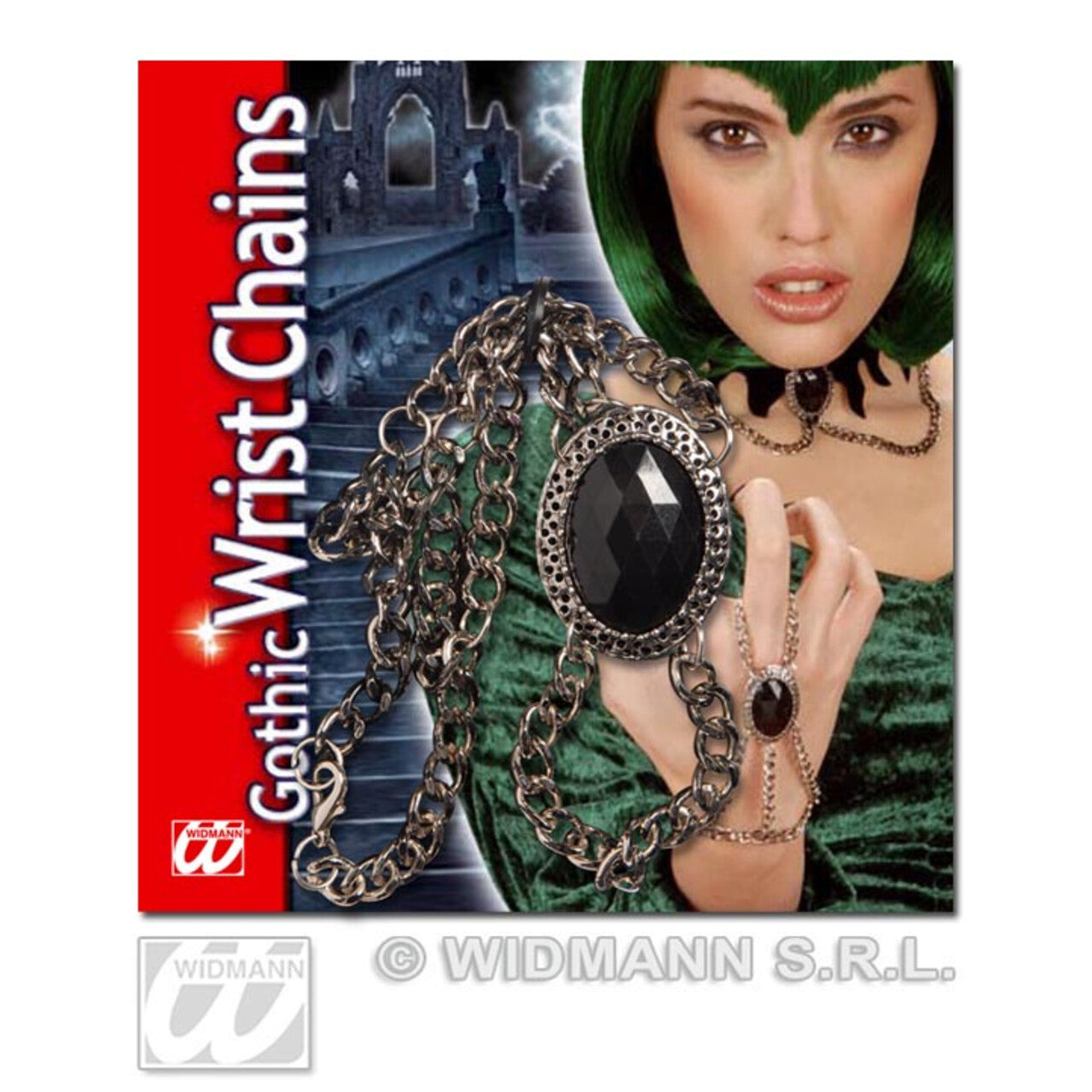 Op deze afbeelding zie je een Accessoires, van het merk Widmann. Gothic Polsketting Met Zwart Gem Medaillon