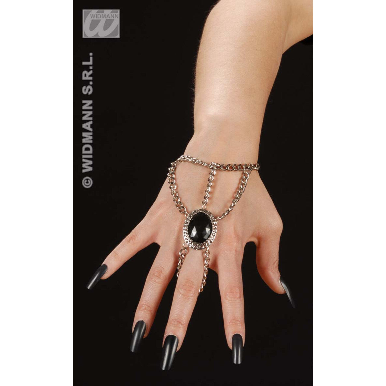 Op deze afbeelding zie je een Accessoires, van het merk Widmann. Gothic Polsketting Met Zwart Gem Medaillon
