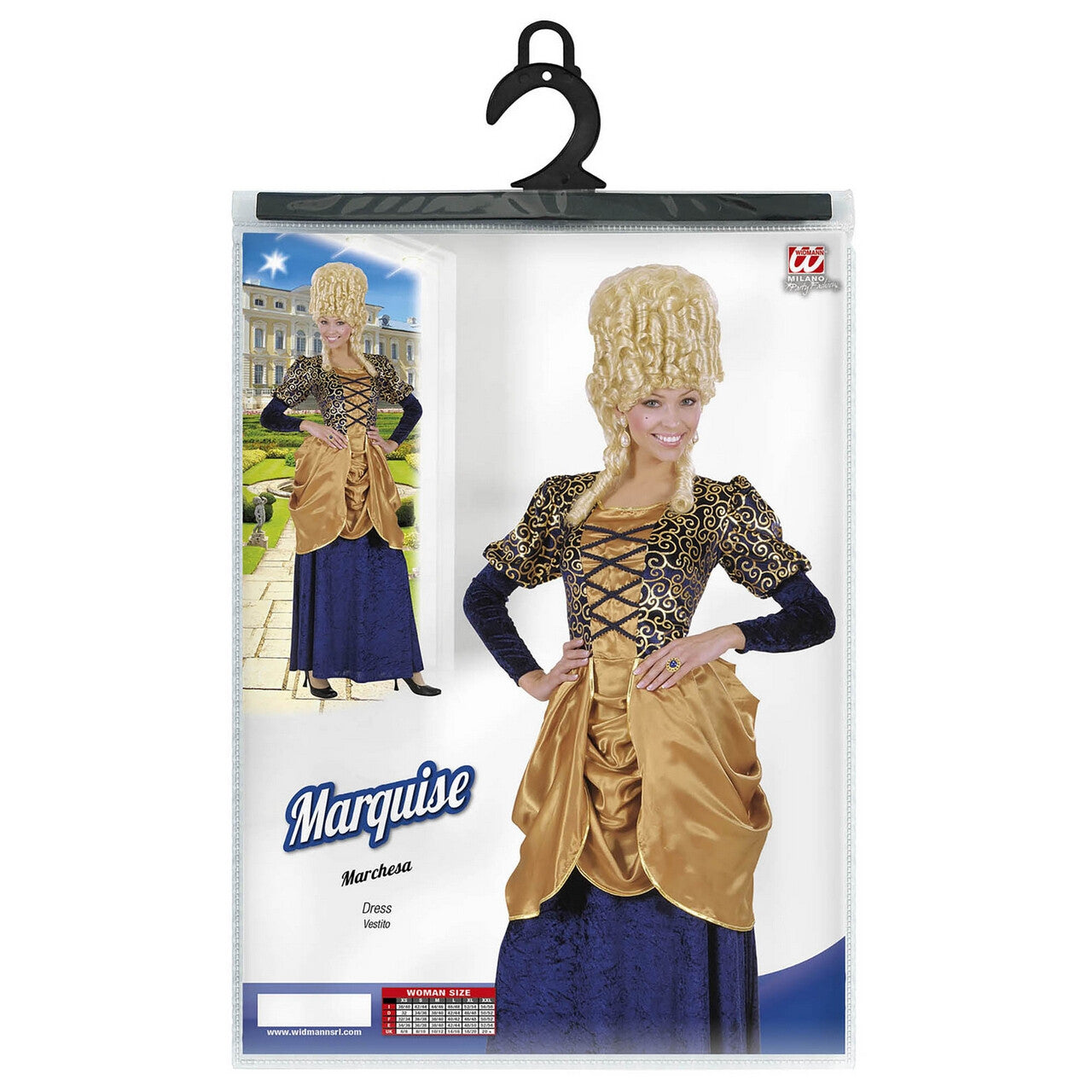 Op deze afbeelding zie je een Kostuums, van het merk Widmann. Elegante Markiezin Fluweel Blauw Kostuum Vrouw