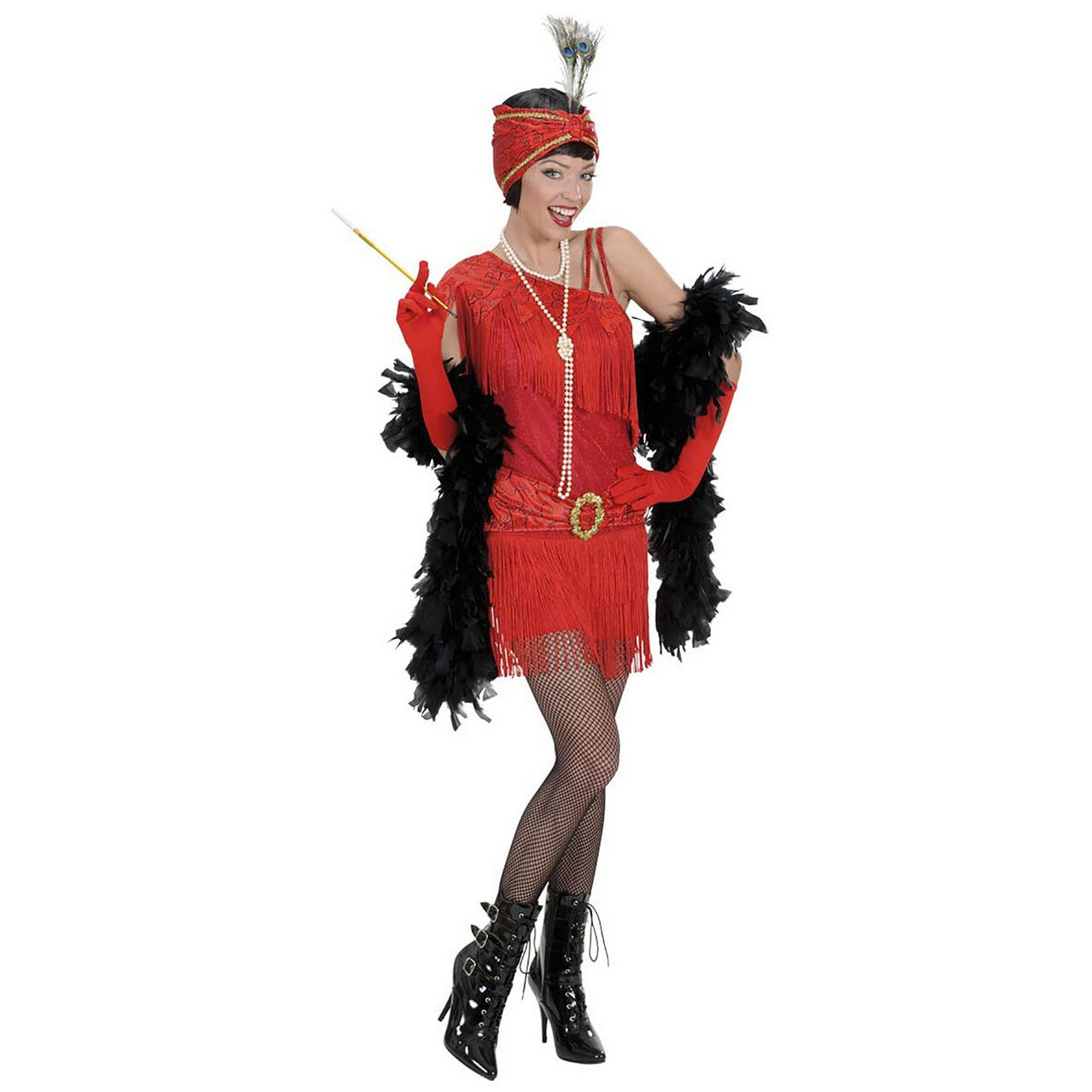 Op deze afbeelding zie je een Kostuums, van het merk Widmann. Roaring Flapper Jurk Rood 1920s Kostuum Vrouw