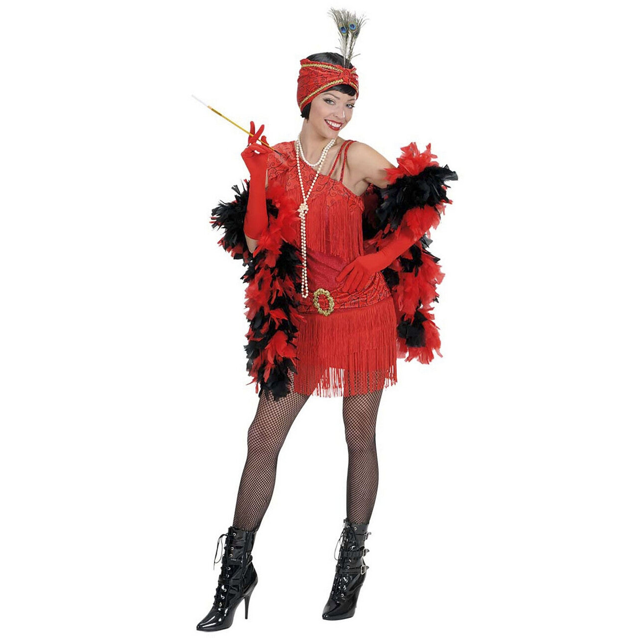 Op deze afbeelding zie je een Kostuums, van het merk Widmann. Roaring Flapper Jurk Rood 1920s Kostuum Vrouw
