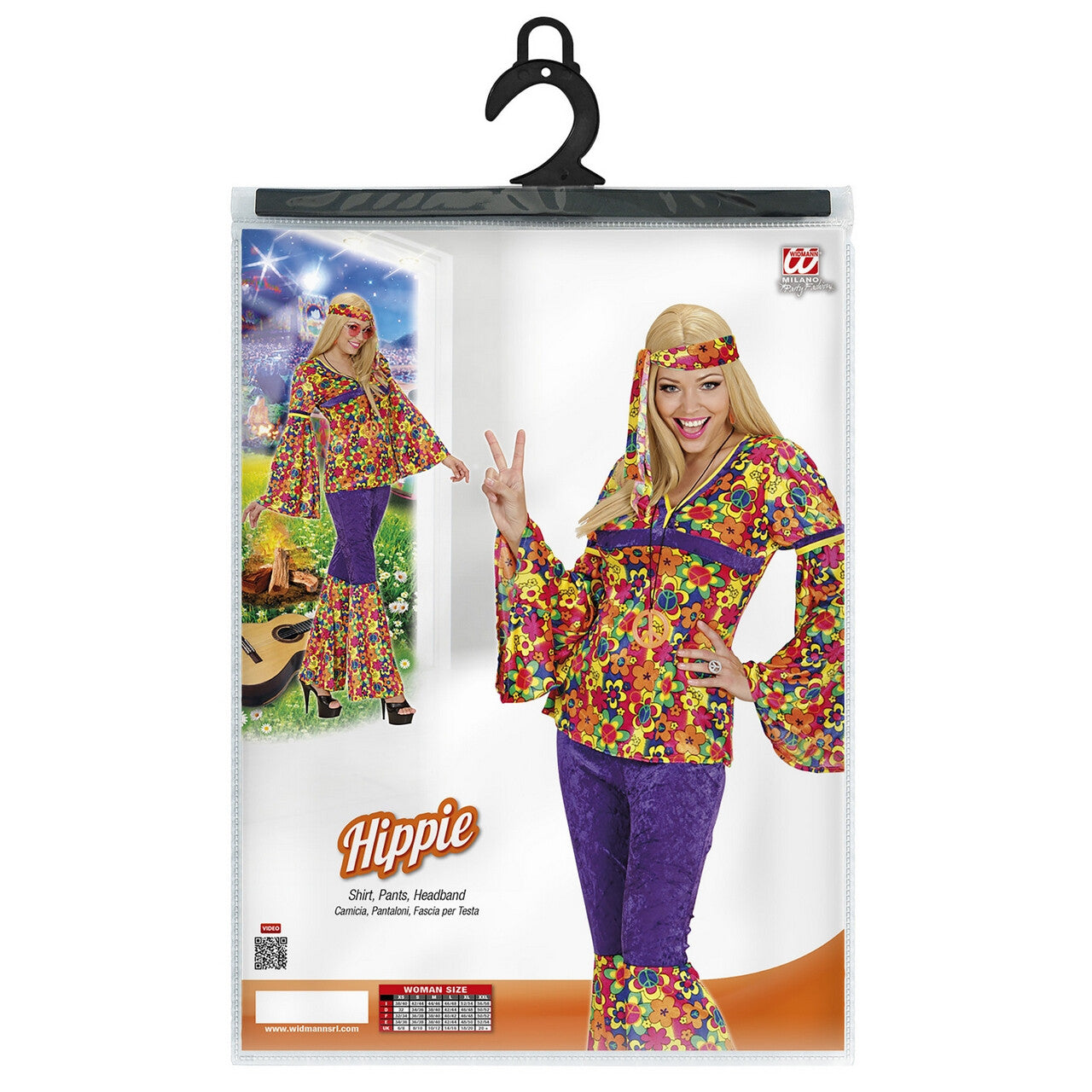 Op deze afbeelding zie je een Kostuums, van het merk Widmann. Hippie Dame Fluweel Ms Dudina Kostuum Vrouw