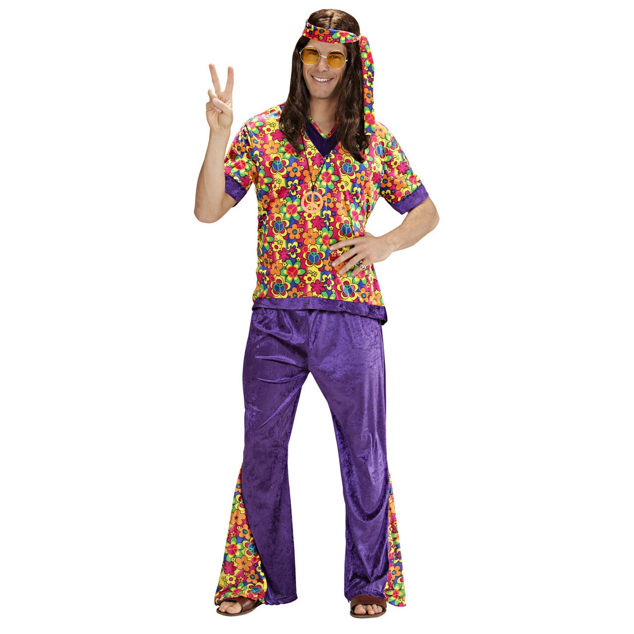 Op deze afbeelding zie je een Kostuums, van het merk Widmann. Hippie Dude Fluweel Mr Dude Kostuum Man