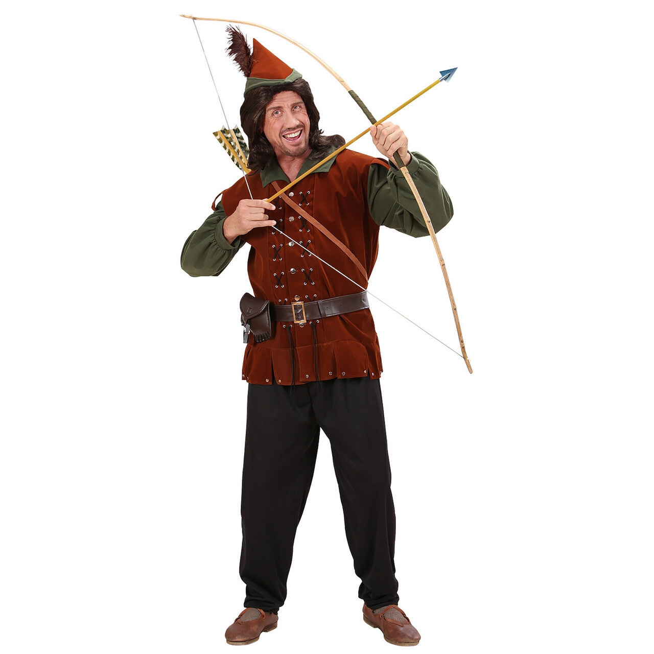 Op deze afbeelding zie je een Kostuums, van het merk Widmann. Middeleeuws Robin Of The Hood Kostuum Man