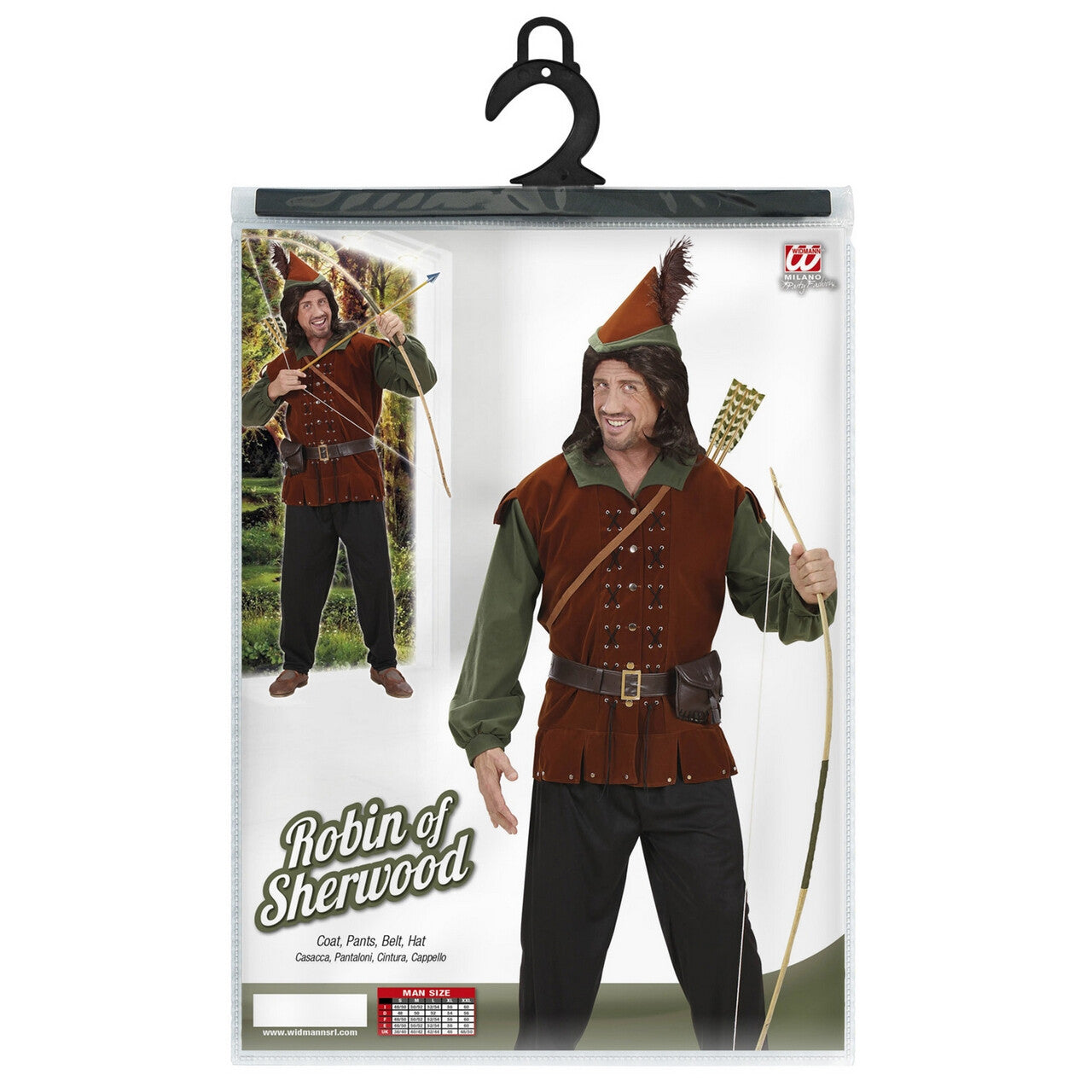 Op deze afbeelding zie je een Kostuums, van het merk Widmann. Middeleeuws Robin Of The Hood Kostuum Man