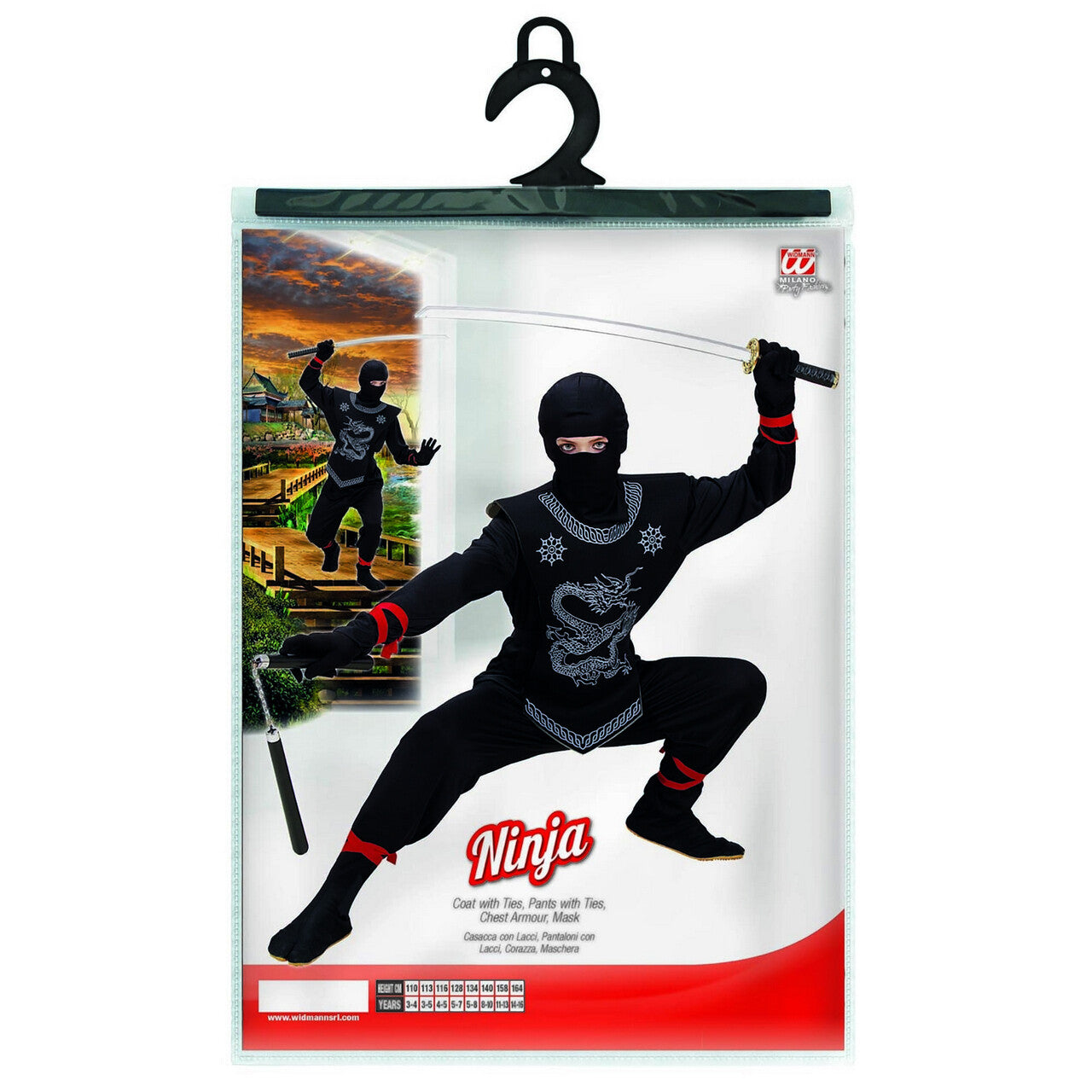 Op deze afbeelding zie je een Kostuums, van het merk Widmann. Zwarte Ninja Prince Of Thieves Kostuum Jongen