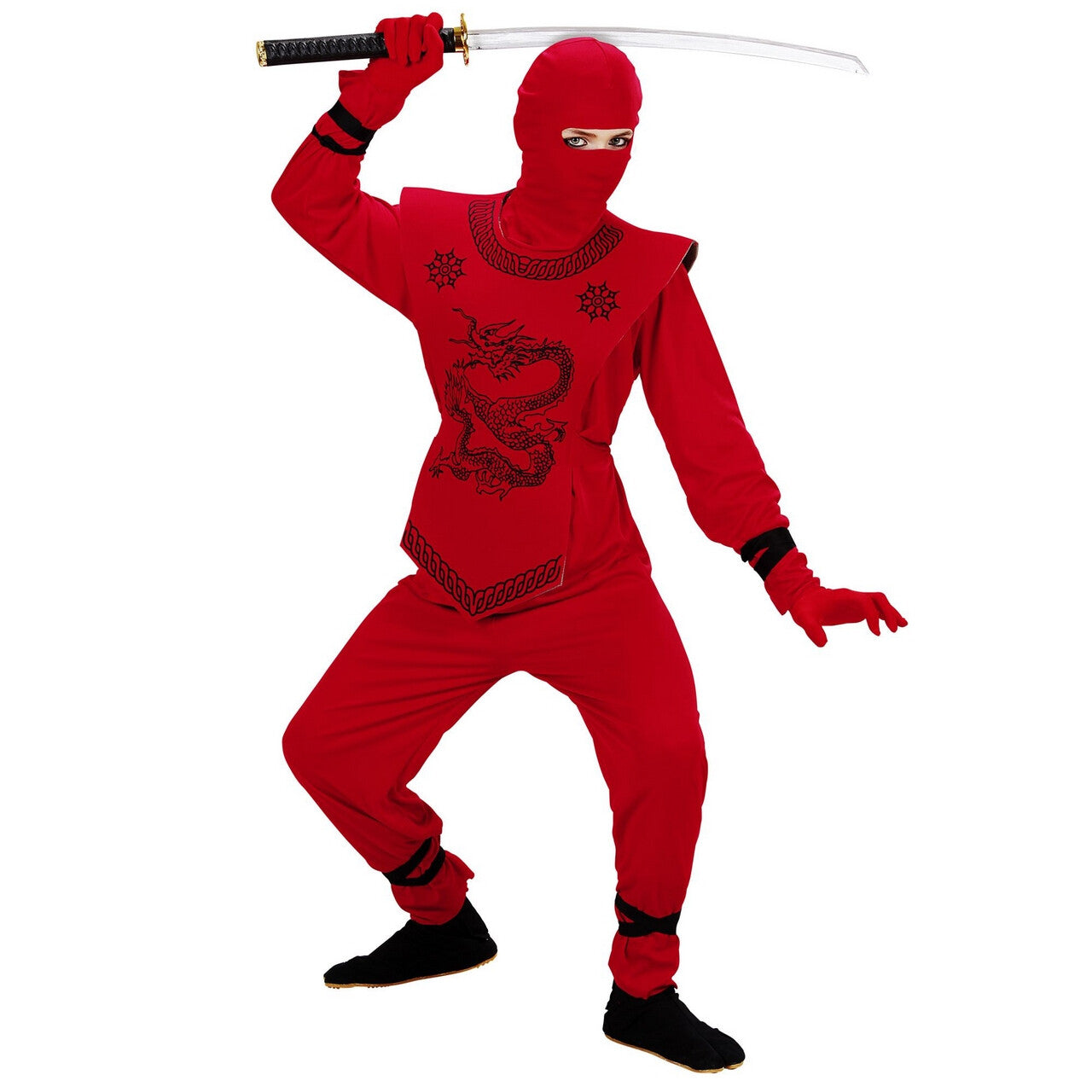 Op deze afbeelding zie je een Kostuums, van het merk Widmann. Kyoto Rode Ninja Kostuum Jongen