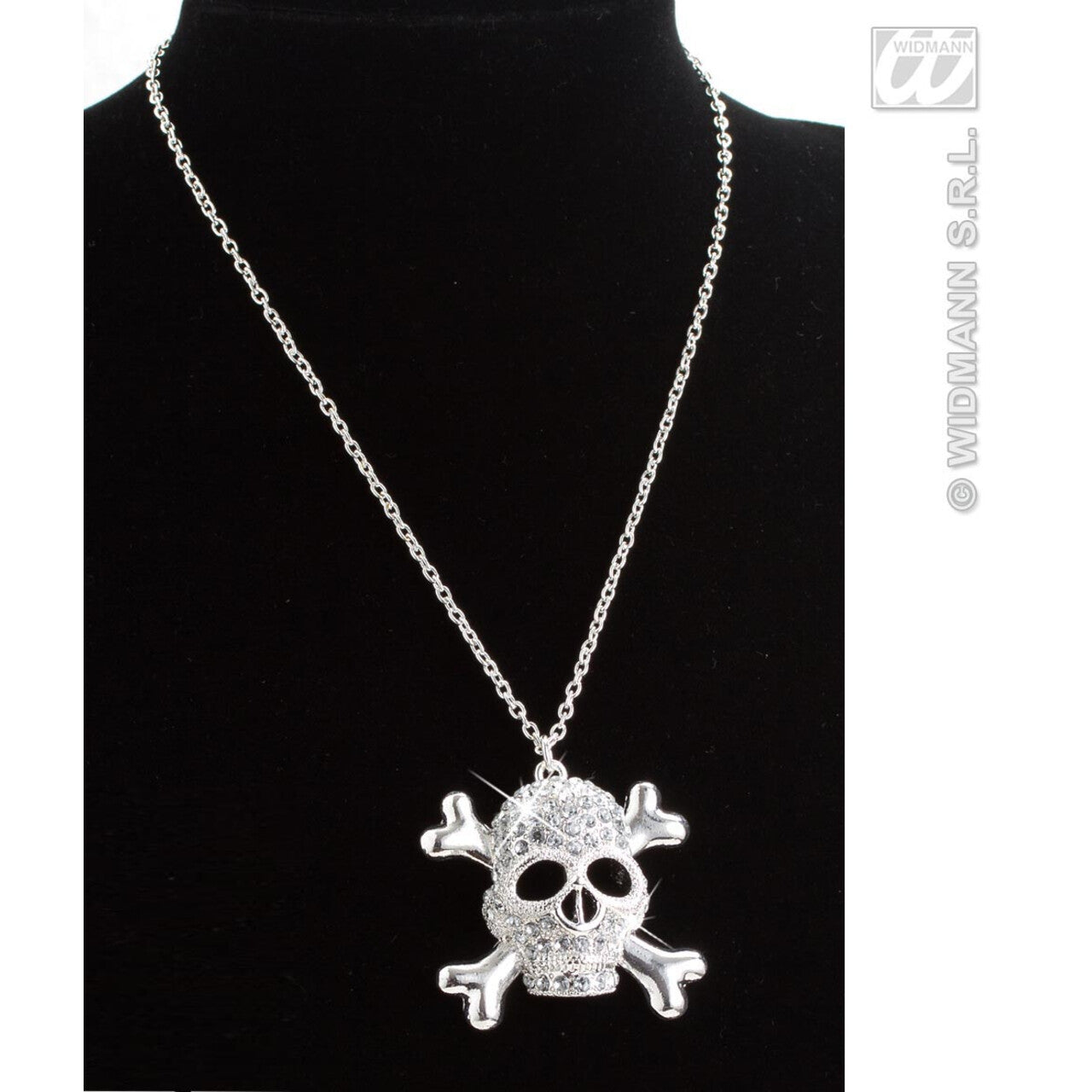 Op deze afbeelding zie je een Decoratie, van het merk Widmann. Ketting Strass Met Schedels