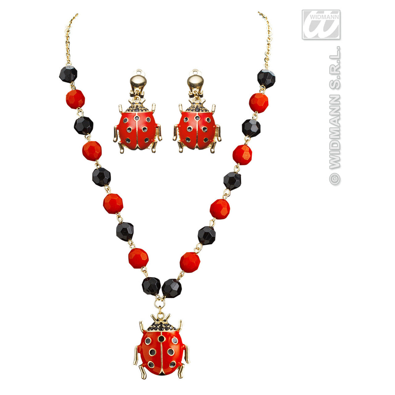 Op deze afbeelding zie je een Accessoires, van het merk Widmann. Ketting Met Oorbellen, Lieveheersbeestje