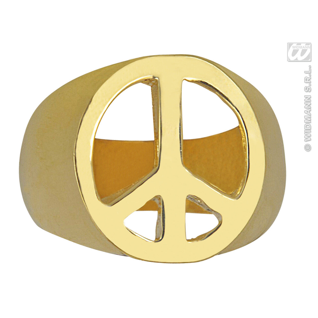 Op deze afbeelding zie je een Accessoires, van het merk Widmann. Peace And Love Ring Goud