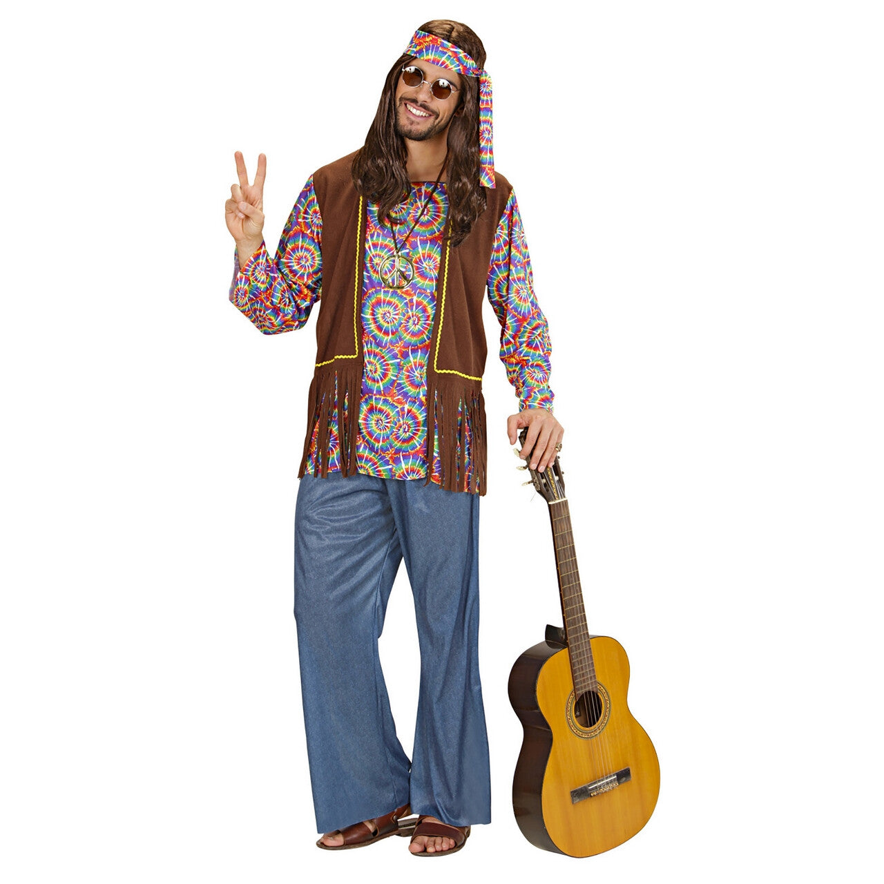 Op deze afbeelding zie je een Kostuums, van het merk Widmann. Hippie Man Psychedelisch Kostuum