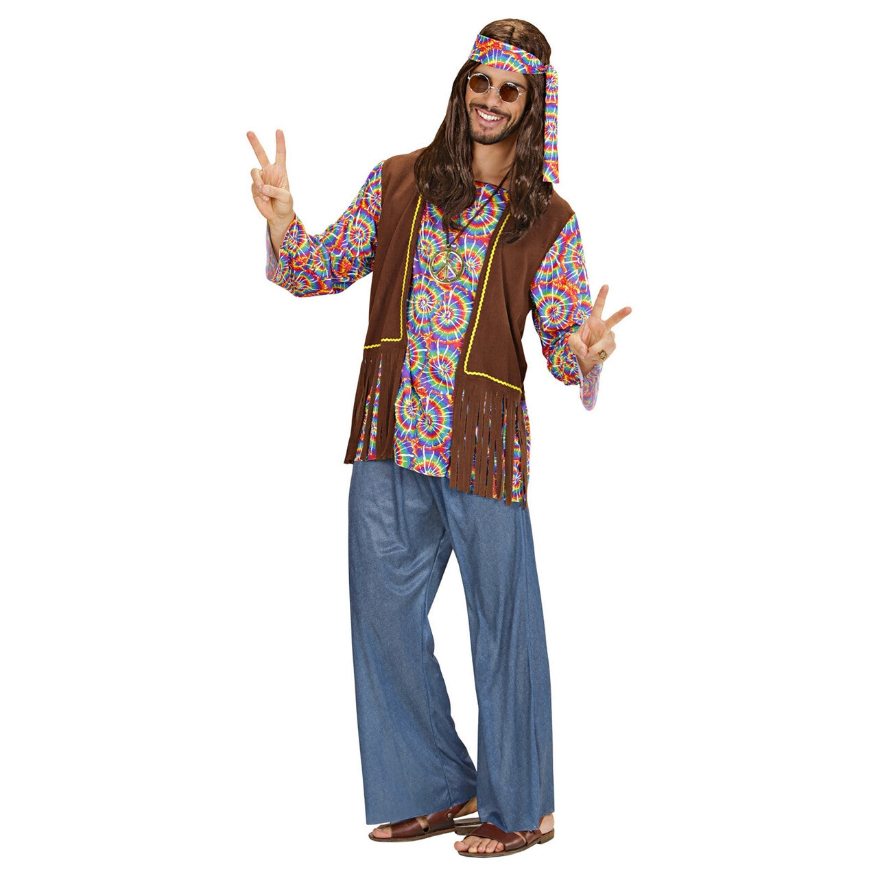 Op deze afbeelding zie je een Kostuums, van het merk Widmann. Hippie Man Psychedelisch Kostuum